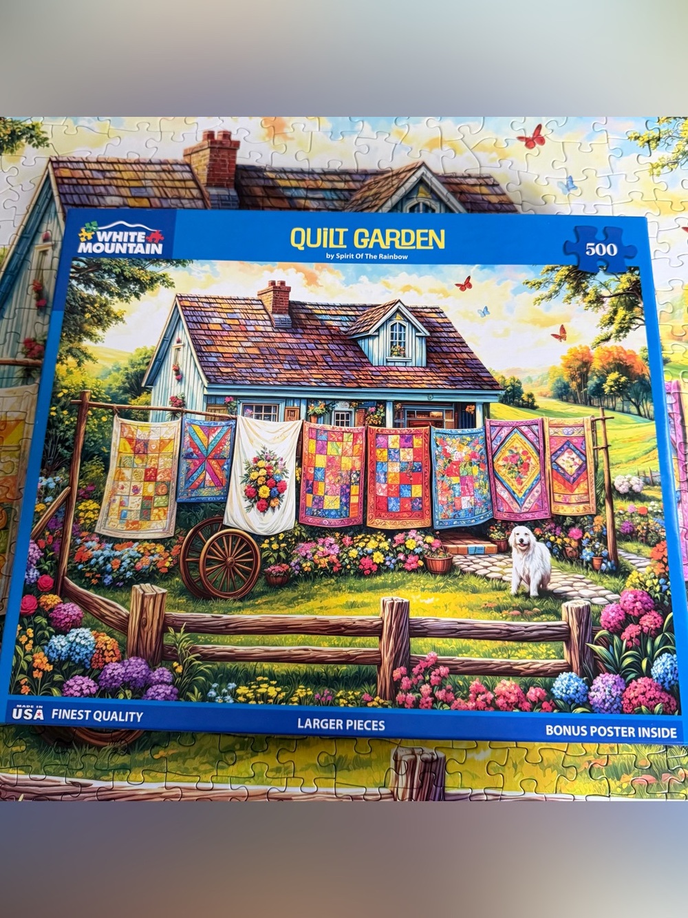 White Mountain Quilt Garden Puzzle - Multicolor Cottage Scene 500 Pc